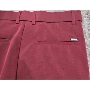 Plaid&Plain Men's Burgundy Twill Flat Front Skinny Fit Dress Pants Size 31